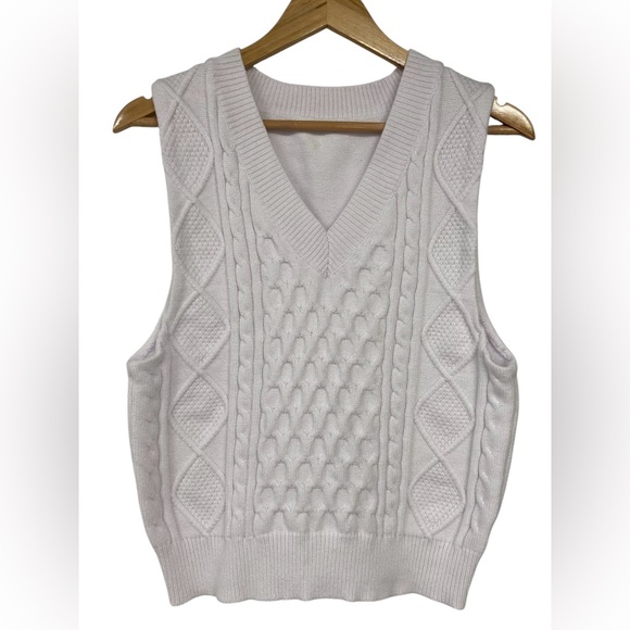 Chunky White Cable Knit Women’s Pullover Sweater Vest Size M - Picture 1 of 5